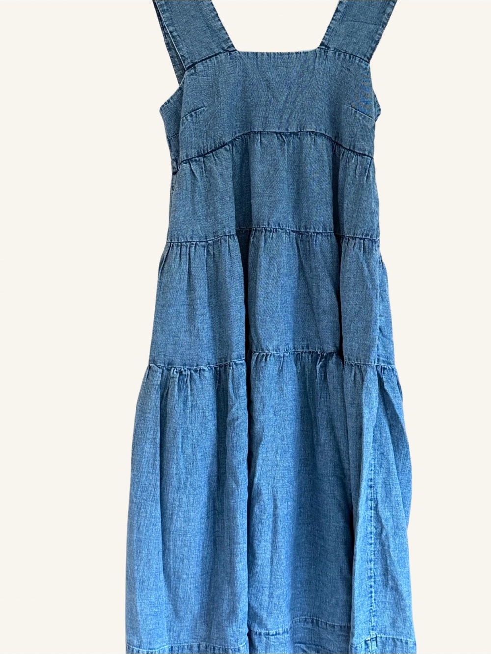 Anthropologie Denim Tiered Maxi Dress Blue Size M Smocked Back - Picture 8 of 8